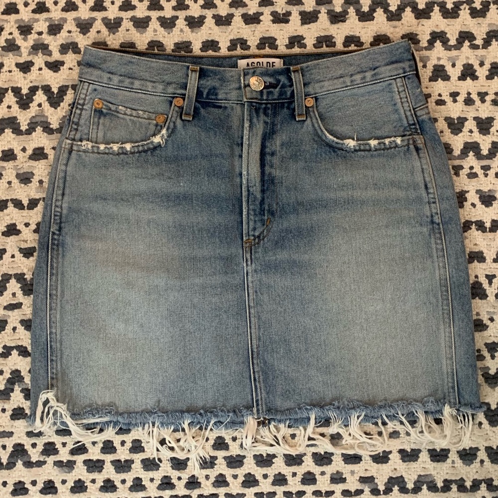 Agolde cutoff denim skirt